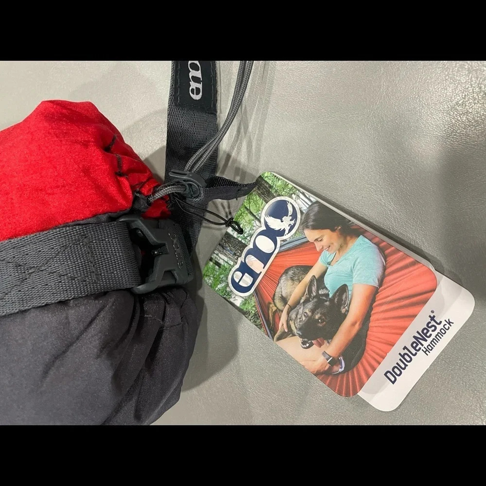 ENO DoubleNest Hammock Red and Charcoal Light Compact Built-in Stuff Sack NWT